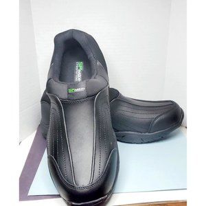 SR Max Charlotte Womens Black Slip On Slip Resistant Soft Toe Work Shoe Leather